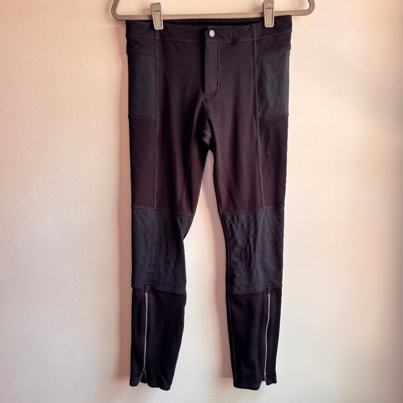 Athleta Black Trail Setter Moto Leggings Black Stretchy Athletic Motion Pants 6 - Picture 1 of 5